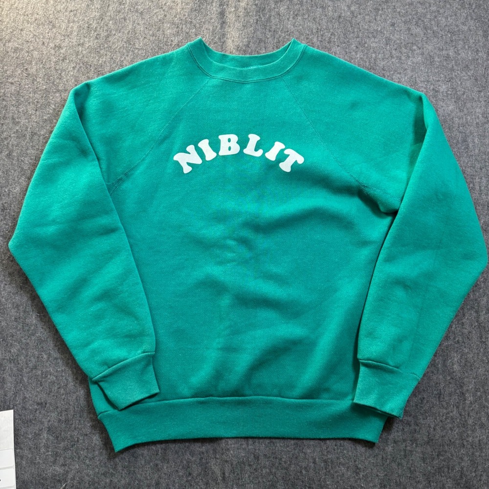 VTG 80s Discus Athletic Niblit Sweatshirt Green Raglan Made in USA Mens Large